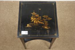 Early 20th century Chinoiserie black lacquered urn stand,