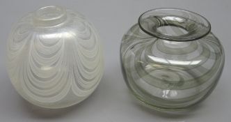 Deborah Fladgate aert glass vase with swirled design and a Sanders & Wallace iridescent swirled