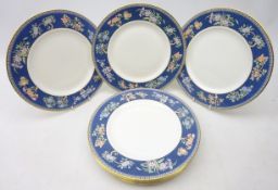 Set of eight Wedgwood 'Blue Siam' pattern dinner plates,