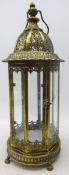 Bronze finish classical eight sided glass lantern with carrying handle, D21cm,