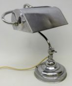 Art Deco chrome bankers style desk lamp, H31.