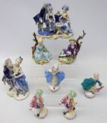 Unter Weiss Bach figural group, another similar German figural group,