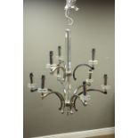 Large contemporary nine branch two tier chandelier,