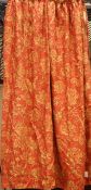 Single thermal lined curtain in terracotta and floral design fabric by 'James Brindley of