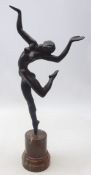 Art Deco bronze model of a dancers in the style of Georg Kolbe, on marble, inscribed to foot K.J.