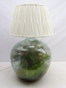 Glass Demi John converted to a table lamp with closed terrarium,