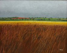 Poppy Field, acrylic on canvas signed by Peter Hough (British Contemporary),