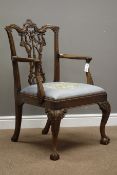 Fine 20th century Chippendale style armchair,