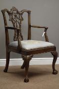 Fine 20th century Chippendale style armchair,