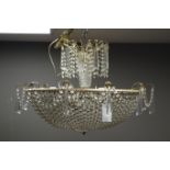 Gilt metal and glass chandelier,