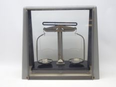 Set of Griffin & George Limited chemical balance scales in perspex case,