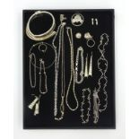 Silver necklaces, bracelets, rings,