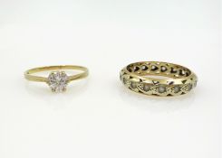 Two stone set gold dress rings hallmarked 9ct Condition Report SIngle stone ring