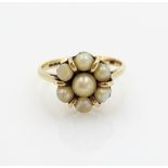 Gold pearl cluster ring hallmarked 9ct Condition Report <a href='//www.