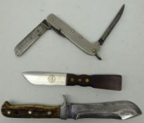 Puma White Hunter Knife,15cm shaped blade stamped No.
