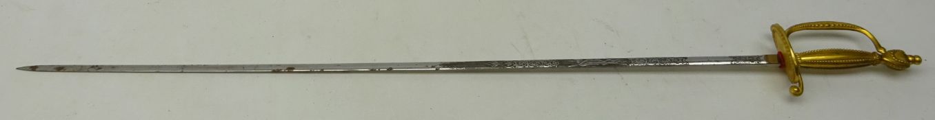 George V Diplomat's Ceremonial Sword, 80cm blade etched with scrolls and cypher,