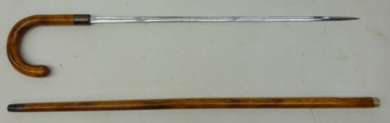 Gentleman's Swaine & Adeney sword stick, 61cm fullered blade with engraved decoration,