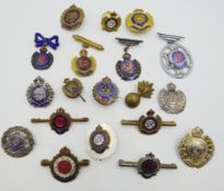 Collection of Royal Engineers sweetheart brooches etc including; hallmarked silver example,