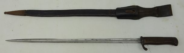 German Sword bayonet, 52cm fullered steel blade marked V.