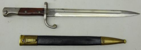 European Bayonet, 30cm part fullered single edge blade stamped B on spine, quillion stamped 1672,