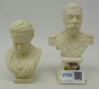 Grafton China bust of George V, base decorated with 'The Flags of Liberty' H12cm and a W.