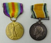 WWI medal pair - British War and Victory medals, awarded to '85372 PTE. S. W. THOMPSON. North'd Fus.
