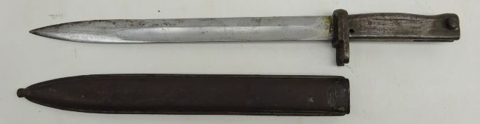 Late 20th century bayonet, 31cm part fullered single edge blade,