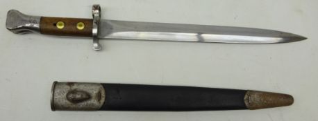 Victorian Bayonet 30cm twin edge steel blade stamped Crown over VR 12 96, Arrow over WD,