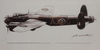 'Guy Gibson's Lancaster' monochrome print after Frank Wootton, taken from the original drawing, No.
