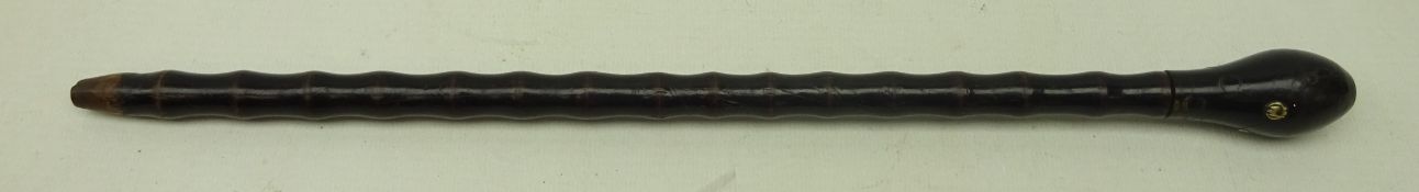 African hard wood blow pipe, detachable mouthpiece with ribbed tube,