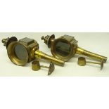 Pair brass coach type lamps, H46cm Condition Report <a href='//www.