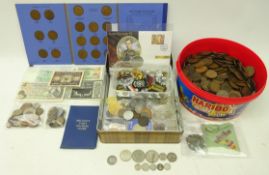 Collection of Great British and World coins including; Queen Victoria 1887 shilling,