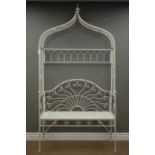 Milk white wrought metal arbor bench, W112cm,