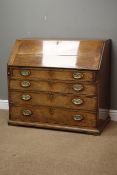 George III mahogany bureau, fall front with fitted interior, four graduating drawers, W103cm, H94cm,