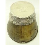 Silver mounted horse hoof inkwell by Grey & Co Chester 1916 engraved 'Romara 1895-1915'