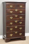 17th century style oak chest, two short and five long drawers, on bracket feet, W77cm, H138cm,