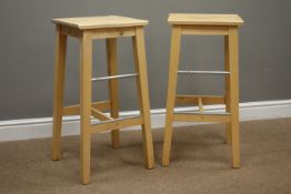 Pair beech kitchen stools, H74cm Condition Report <a href='//www.davidduggleby.