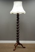 Carved walnut standard lamp with shade (H150cm (excluding fitting)),