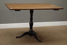 Garden/bistro table with rectangular pine top table on black painted cast iron base, 82cm x 107cm,