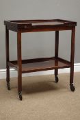 Early 20th century mahogany card table trolley, swivel fold over top with undertier, 68cm x 40cm,