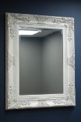 Rectangular wall mirror in white swept frame,