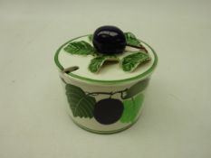 Early 20th century Wemyss style preserve jar decorated with grapes,