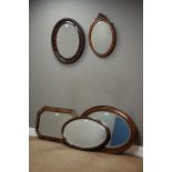 Medium oak canted rectangular framed mirror with bevelled glass (76cm x 53cm),