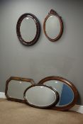 Medium oak canted rectangular framed mirror with bevelled glass (76cm x 53cm),