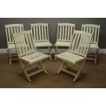 Set six painted teak folding garden chairs