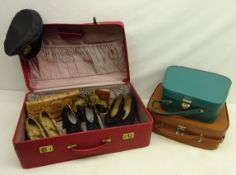 Vintage Antler suitcase & two other vintage cases, snakeskin handbag & shoes, other vintage shoes,