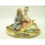 Capodimonte group of a courting couple, designed by Bruno Merli,