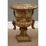 19th century cast iron urn, decorated with moulded swags, D34cm,