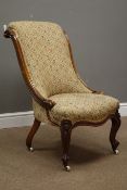 Victorian walnut framed nursing chair,