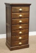 Early 20th century seven drawer chest with brass cup handles, W50cm, H107cm,
